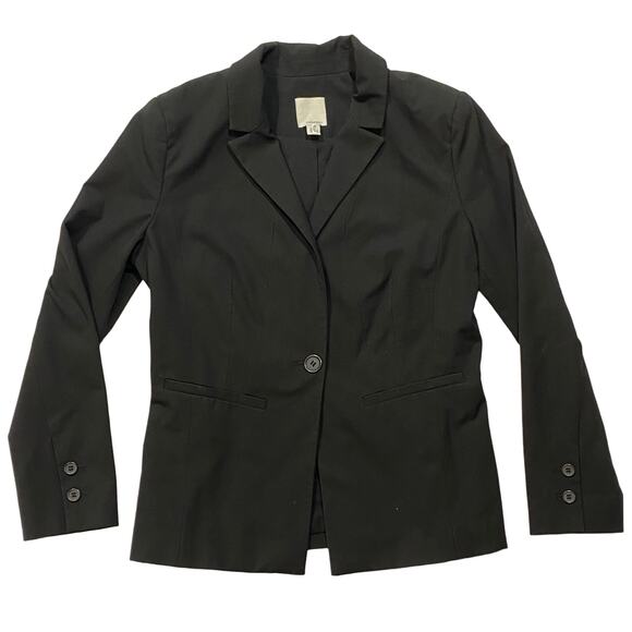 Halogen Women Long Sleeve One Button Blazer Size 6P Black Jacket Cotton - Picture 1 of 6